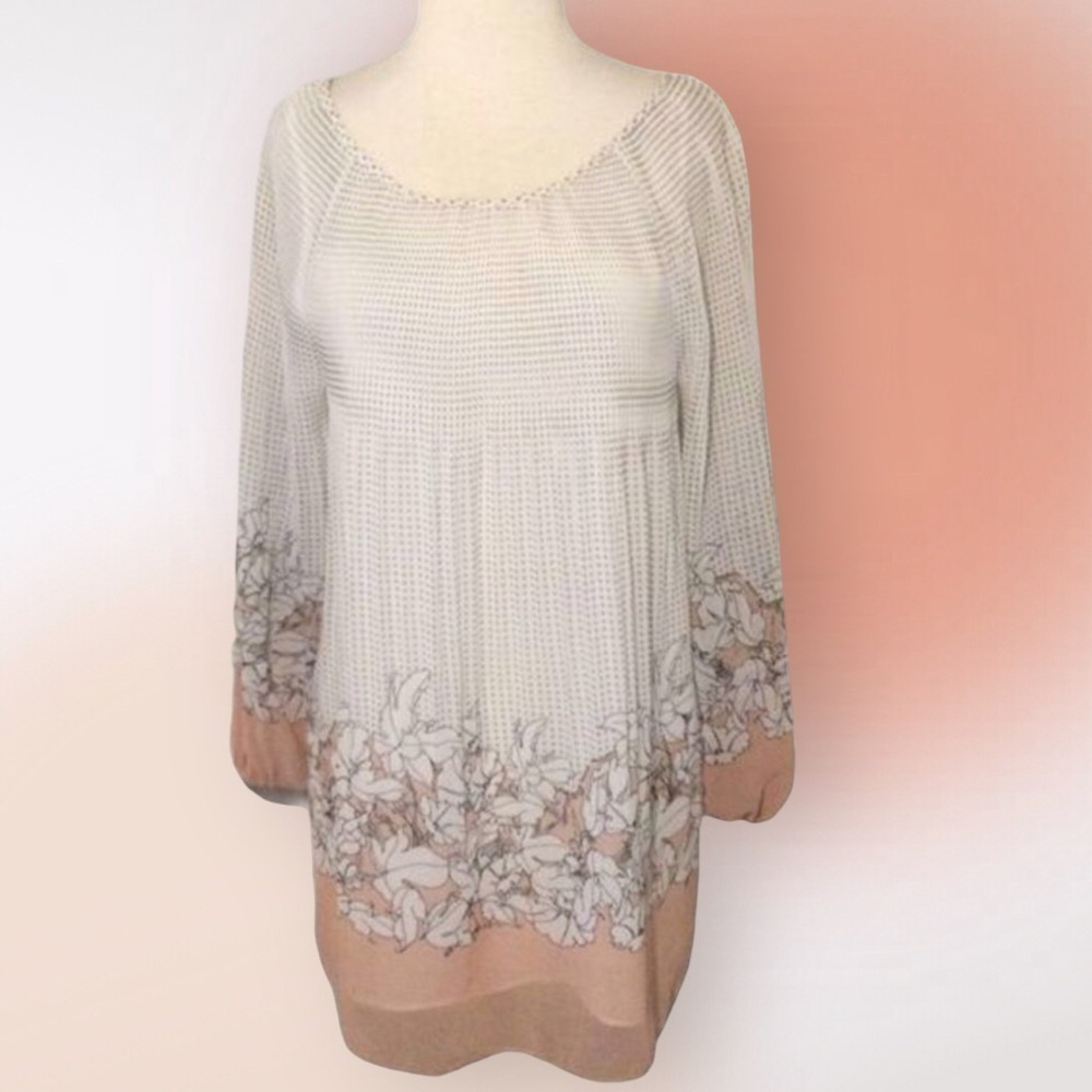 Sophie Max Semi Sheer Floral Pastel Tunic Dress L